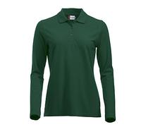 Langärmliges, klassisches Polo-Shirt für Damen, Baumwolle, moderne Passform, 11 lebendige Farben, XS-XXL Gr. L, flaschengrün