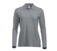 Langärmliges, klassisches Polo-Shirt für Damen, Baumwolle, moderne Passform, 11 lebendige Farben, XS-XXL Gr. M, grey melange