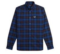 Langärmliges marineblaues Tartan-Hemd von Fred Perry XS