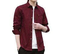 Langarm-Baumwollhemden für Herren, einfarbige Hemden Slim-Fit-Hemden im koreanischen Stil, trendige lässige reguläre Version für Herren langärmelige Modehemden, Hemden mit Pattentaschen mit Nähten