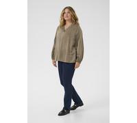 Langarmbluse KAFFE CURVE "Langarm-Bluse KCmilia", Damen, Gr. 48, beige (morel), Obermaterial: 68% Baumwolle CO. 32% Polyester PES., Blusen (14465523-48) morel