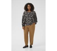Langarmbluse KAFFE CURVE "Langarm-Bluse KCmilina", Damen, Gr. 44, schwarz (schwarz, braun graphic animal), Obermaterial: 50% Viskose CV. 50% Viskose LENZING ECOVERO CV LenzEcov., Blusen (75511417-44)