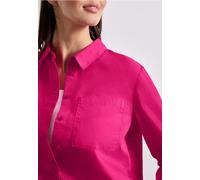 Street One Langarmbluse mit Hemdkragen aus Twill – 100% Baumwolle, V-Ausschnitt, Magenta Dream Gr. 36