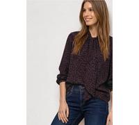 Langarmbluse STREET ONE, Damen, Gr. 46, lila (rustic rouge), Stoff, 100% Viskose, klassisch normal, Rundhals, elastischer Bund, Blusen, mit Schleifendetail (49517161-46) rustic rouge