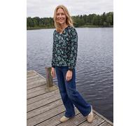 Langarm Bluse mit Split Neck und Print