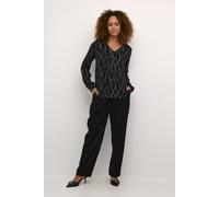 Langarm-Bluse Regular fit Black/Grey Graphic Simili black multi EU 36 / UK 8