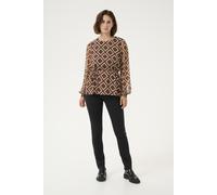 Langarm-Bluse Regular fit Brown/Turtledove Graphic brown white EU 34 / UK 6