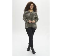 KAFFE CURVE Langarm-Bluse KCsida Damen Bluse Langarm V Ausschnitt Casual Streifen Tunika Langarmshirt Große Größen Grape Leaf/Chalk Stripe 46