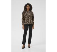 Langarmbluse KAFFE "Langarm-Bluse KAhannah", Damen, Gr. 36, beige (naturel leopard print), Obermaterial: 80% Viskose CV. 20% Polyamid PA., Blusen (77929503-36) naturel leopard print