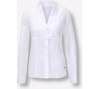Langarmbluse CREATION L PREMIUM, Damen, Gr. 36, weiß, 70% Viskose, 30% Seide, unifarben, V-Ausschnitt, Blusen (53681948-36) weiß