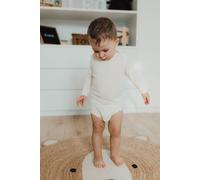 Langarm-Body für Kinder aus cremefarbener Merinowolle und Seide Cosilana Größe: 86/92