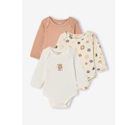 Langarm-Bodys Baby im 3er-Pack Bio-Baumwolle braun Gr. 62 von Vertbaudet