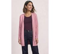 Cardigan STREET ONE, Damen, Gr. 40, rosa (vintage blush meliert), Web, 37% Baumwolle, 34% Polyacryl, 26% Polyester, 3% Elasthan, unifarben, comfort fit lang, ohne Ausschnitt, Rippbündchen, Strickjacke