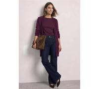 Cardigan STREET ONE, Damen, Gr. 44, berry maroon meliert, Web, 37% Baumwolle, 34% Polyacryl, 26% Polyester, 3% Elasthan, unifarben, comfort fit lang, ohne Ausschnitt, Rippbündchen, Strickjacken, Grobs