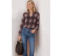 Langarmbluse STREET ONE, Damen, Gr. 36, braun (sanded amber), Stoff, Oberstoff: 100% Polyester. Futter: 100% Modal, gemustert, klassisch normal, Rundhals, elastischer Bund, Blusen, mit geschlitztem Ru