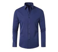 Langarm-Formelle Hemden für Herren Solid Silk Men's Shirts Kausal schmal geschnitten, Button-Down-Hemden Businesshemd