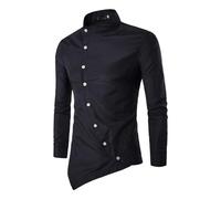 Langarm Freizeithemden für Herren unregelmäßiger Saum einfarbig Slim Fit Button Down Hemden Blusen Oberteile Slim Fit Kleiderhemden asymmetrischer Saum Lange Ärmel Knöpfe lässiges Business T-Shirt