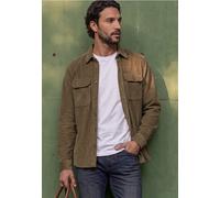 Langarmhemd STREET ONE MEN, Herren, Gr. 3XL (48), US-Größen, brass braun, Web, Hauptstoff: 98% Baumwolle, 2% Elasthan, unifarben, normal normal, V-Ausschnitt, abgesteppt, Hemden, Cord-Optik (91084528-