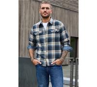 Langarmhemd STREET ONE MEN, Herren, Gr. XL (44), US-Größen, blau (schwarz ink blau), Web, 100% Baumwolle, kariert, normal normal, V-Ausschnitt, abgesteppt, Hemden, aus reiner Baumwolle (62946634-XL) s
