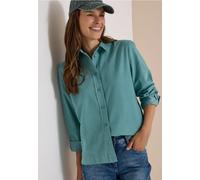 Hemdbluse CECIL, Damen, Gr. S (38), grün (mineral blau), Web, 100% Baumwolle, unifarben, normal normal, V-Ausschnitt, abgesteppt, Blusen Hemdbluse, in Cord-Optik (79161839-S) mineral blau