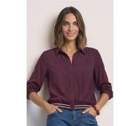 Langarmbluse STREET ONE, Damen, Gr. 34, rustic rouge, Stoff, 100% Viskose, unifarben, klassisch normal, V-Ausschnitt, Bündchen, Blusen, mit Elastikbund, Topseller (91043556-34) rustic rouge