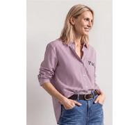 Langarmbluse STREET ONE, Damen, Gr. 34, rosa (schwarz clouded blush), Web, 100% Baumwolle, gestreift, normal normal, V-Ausschnitt, abgesteppt, Blusen, mit Wording (49911113-34) schwarz clouded blush