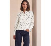 Langarmbluse STREET ONE, Damen, Gr. 46, pure beige, Web, 100% Baumwolle, geblümt, klassisch normal, V-Ausschnitt, Bündchen, Blusen, mit Blumenmuster (17217160-46) pure beige