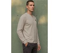 Langarmshirt STREET ONE MEN, Herren, Gr. 3XL, basic beige, Web, Obermaterial: 65% Baumwolle, 34% Polyester, 1% Viskose, unifarben, normal normal, Rundhals, abgesteppt, Shirts Langarmshirt, im Melange