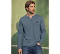 Langarmshirt STREET ONE MEN, Herren, Gr. 3XL, vintage blau, Web, Obermaterial: 65% Baumwolle, 34% Polyester, 1% Viskose, unifarben, normal normal, Rundhals, abgesteppt, Shirts Langarmshirt, im Melange