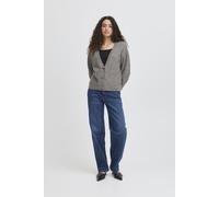 Strickjacke ICHI "Langarm IHDASILA", Damen, Gr. XS, grau (dunkelgrau melange), Obermaterial: 54% Polyester PES. 23% Polyacryl PAN. 13% Nylon NY. 6% Wolle mw. 4% Elasthan EL., Strickjacken Strickjacke 