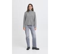 Strickjacke ICHI "Strickjacke IHDUCIE", Damen, Gr. M, grau (grau melange), Obermaterial: 55% Polyester PES. 30% Polyacryl PAN. 13% Nylon NY. 2% Elasthan EL., Strickjacken Strickjacke (96699864-M) grau