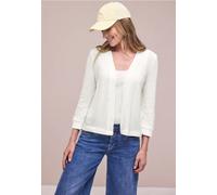 Cardigan STREET ONE, Damen, Gr. 46, sanftes weiß, Stoff, 49% Polyester, 41% Baumwolle, 10% Viskose, unifarben, normal normal, ohne Ausschnitt, Bündchen, Strickjacken, aus elastischem Materialmix (7583