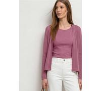 Shirtjacke STREET ONE "Style Nette", Damen, Gr. 44, schwarz clouded blush, Jersey, Obermaterial: 60% Viskose, 40% Polyester, unifarben, klassisch hüftlang, V-Ausschnitt, Shirts Shirtjacke, unifarben, 