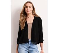 Cardigan STREET ONE, Damen, Gr. 38, schwarz, Stoff, 49% Polyester, 41% Baumwolle, 10% Viskose, unifarben, normal normal, ohne Ausschnitt, Bündchen, Strickjacken, aus elastischem Materialmix (83770115-