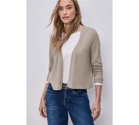 Cardigan STREET ONE, Damen, Gr. 46, timeless beige, Stoff, 60% Viskose, 40% Polyester, unifarben, comfort fit normal, ohne Ausschnitt, normaler Saum, Strickjacken, in Unifarbe (73825204-46) timeless b