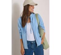 Cardigan CECIL, Damen, Gr. XL (44), blau (easy blau), Stoff, 77% Baumwolle, 20% Polyester, 3% Elasthan, unifarben, normal normal, hoch geschlossener Ausschnitt, abgesteppt, Strickjacken, mit Stehkrage