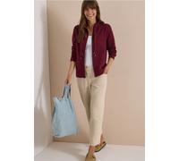Cardigan CECIL, Damen, Gr. 3XL (48), rot (rot wine), Stoff, 77% Baumwolle, 20% Polyester, 3% Elasthan, unifarben, normal normal, hoch geschlossener Ausschnitt, abgesteppt, Strickjacken, mit Stehkragen