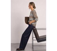 Langarm Jacquard Pullover mit Boat Neck