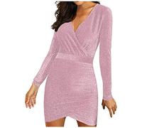 Langarm Kleid Damen Elegant Glitzer Wedding Festliche Silvesterkleid Cocktailkleid Vintage Rockabilly Partykleid Abendkleider Hochzeit Schöne Glitzerkleid Pailettenkleider Schick Partykleider