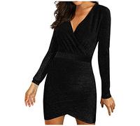 Langarm Kleid Damen Elegant Glitzer Wedding Festliche Silvesterkleid Cocktailkleid Vintage Rockabilly Partykleid Abendkleider Hochzeit Schöne Glitzerkleid Pailettenkleider Schick Partykleider