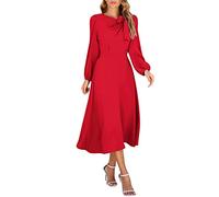 Langarm Kleid Damen Elegant - Maxikleid Damen Herbst Lange Kleider Vintage Bow Einfarbig Festliche Festliche Kleid Lang A Linien Swing Freizeitkleid Cocktailkleid Partykleid Abendkleid