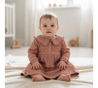 Langarm Kleid Rose Pink - Kinderkleid mit floralem Design - 80