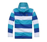 Langarm Polohemd, Jungen Mädchen, Jungen Poloshirt, mit Lageneffekt rot gestreift 140, Knopfverschluss, modisch, bequem weicher Stoff Shirt 98 Jungen (1-f-blau, 13-14 Years)
