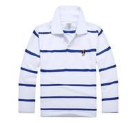Langarm Polohemd, Jungen Mädchen, Jungen Poloshirt, mit Lageneffekt rot gestreift 140, Knopfverschluss, modisch, bequem weicher Stoff Shirt 98 Jungen (1-f-weiß, 11-12 Years)