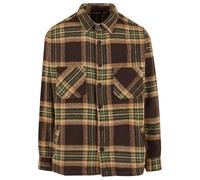 Langarm-Poloshirt 2Y PREMIUM "2Y Premium 2Y Premium Woven Hemden", Herren, Gr. S, braun, 50% Polyester, 50% Wolle, kariert, oversize, amerikanischer Ausschnitt, Shirts (36583937-S) braun