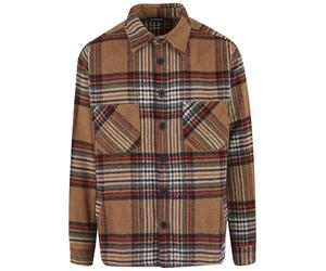 Langarm-Poloshirt 2Y PREMIUM "2Y Premium 2Y Premium Woven Shirt", Herren, Gr. M, beige, 50% Wolle, 50% Polyester, kariert, oversize, amerikanischer Ausschnitt, Shirts (70569330-M) beige