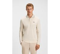 Langarm-Poloshirt BOSS GREEN "Plisy", Herren, Gr. 3XL, open weiß133, Jersey, Obermaterial: 100% Baumwolle, unifarben, regular fit hüftlang, V-Ausschnitt, eingesetzt normaler Saum, Shirts, mit Streifen