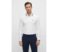 Langarm-Poloshirt BOSS GREEN "Plisy", Herren, Gr. L, open weiß112, Jersey, Obermaterial: 100% Baumwolle, regular fit hüftlang, V-Ausschnitt, eingesetzt normaler Saum, Shirts, mit Streifen am Kragen (6