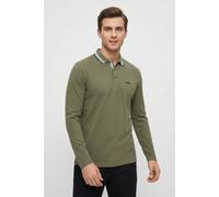 Langarm-Poloshirt BOSS GREEN "Plisy", Herren, Gr. S, schwarz beige257, Jersey, Obermaterial: 100% Baumwolle, regular fit hüftlang, V-Ausschnitt, eingesetzt normaler Saum, Shirts Langarm-Poloshirt, mit