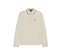 Langarm-Poloshirt BOSS GREEN "Plisy", Herren, Gr. XL, open weiß133, Jersey, Obermaterial: 100% Baumwolle, unifarben, casual, regular fit hüftlang, V-Ausschnitt, Langarm eingesetzt normaler Saum, Shirt